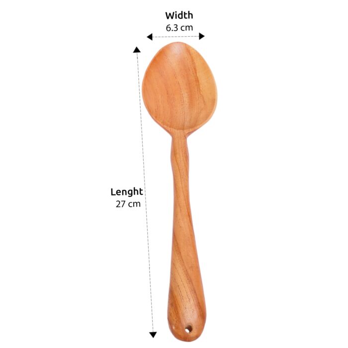 Combo Pack of 1 Neem Wood Serving Spoon &  1 Coconut Spatula (2 Nos) - Image 3