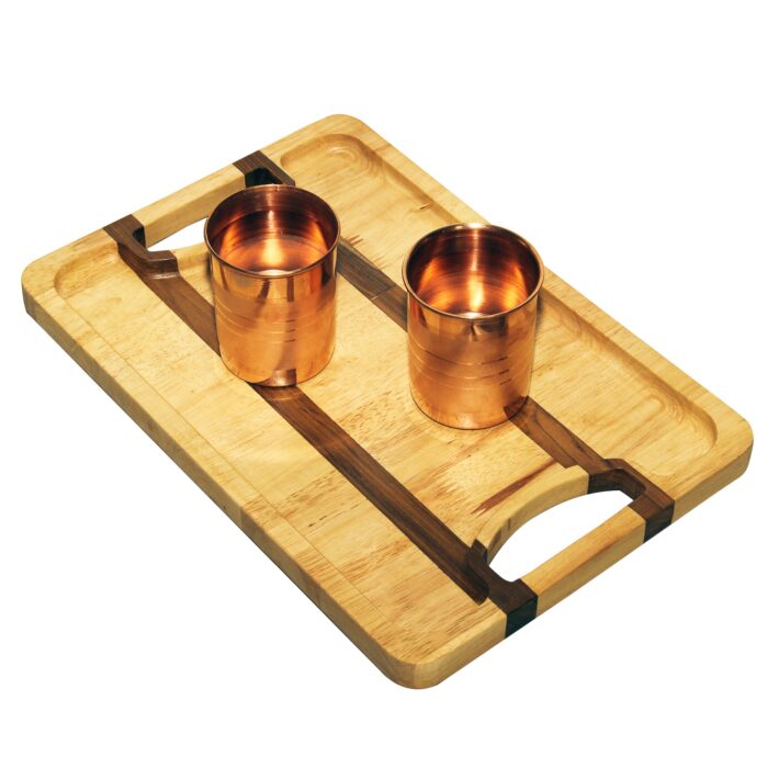 03_0000_sp4d.jpg Premium Teak + Rubber Wood Serving Tray (18 inch x 12 inch) ST-04(R/V) - Image 1