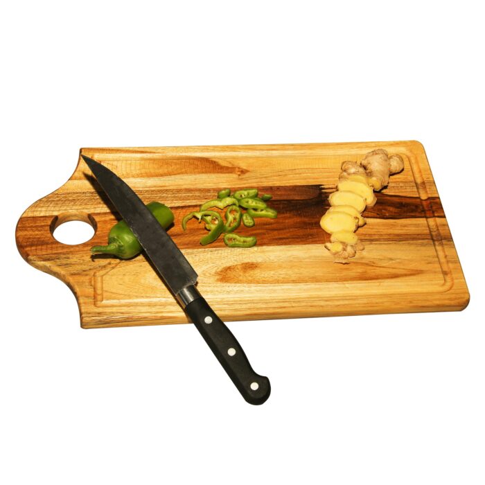 04_0001_ch11E.jpg Premium Handmade Teakwood Wood Chopping Board - Size (8” x 15”) CH-11(G) - Image 1