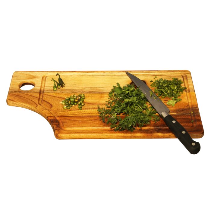 04_0002_ch10E.jpg Premium Handmade Teakwood Wood Chopping Board - Size (8” x 15”) CH-10(G) - Image 1