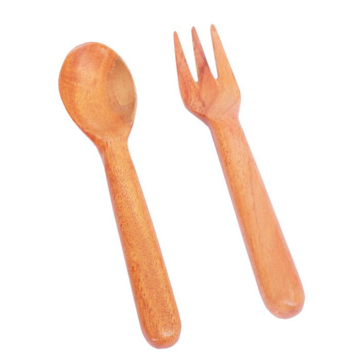 09_0014_038A3170.jpg Neem Wood Fork and Spoon ( 1 pc each) - Image 1