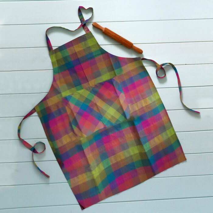 1-3-2.jpg Cotton Apron Multicolour Check - Image 1