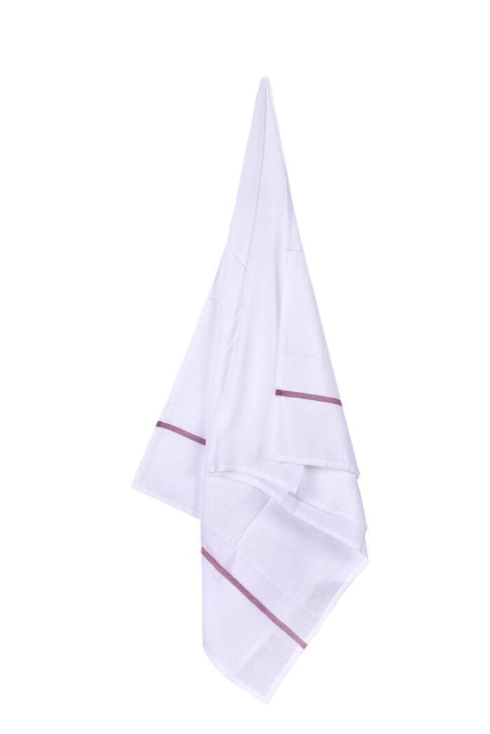 2 Premium White Bath Towels With Multicolour Stripe (60 x 30 inch) - Image 2
