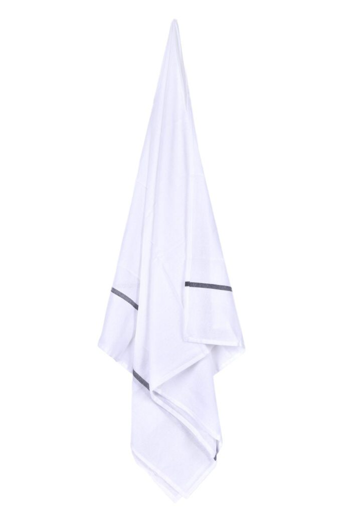 2 Premium White Bath Towels With Multicolour Stripe (60 x 30 inch) - Image 3