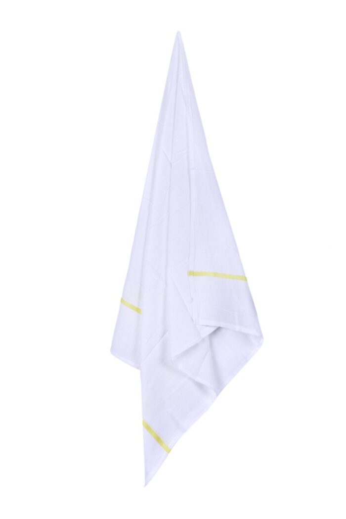 2 Premium White Bath Towels With Multicolour Stripe (60 x 30 inch) - Image 4