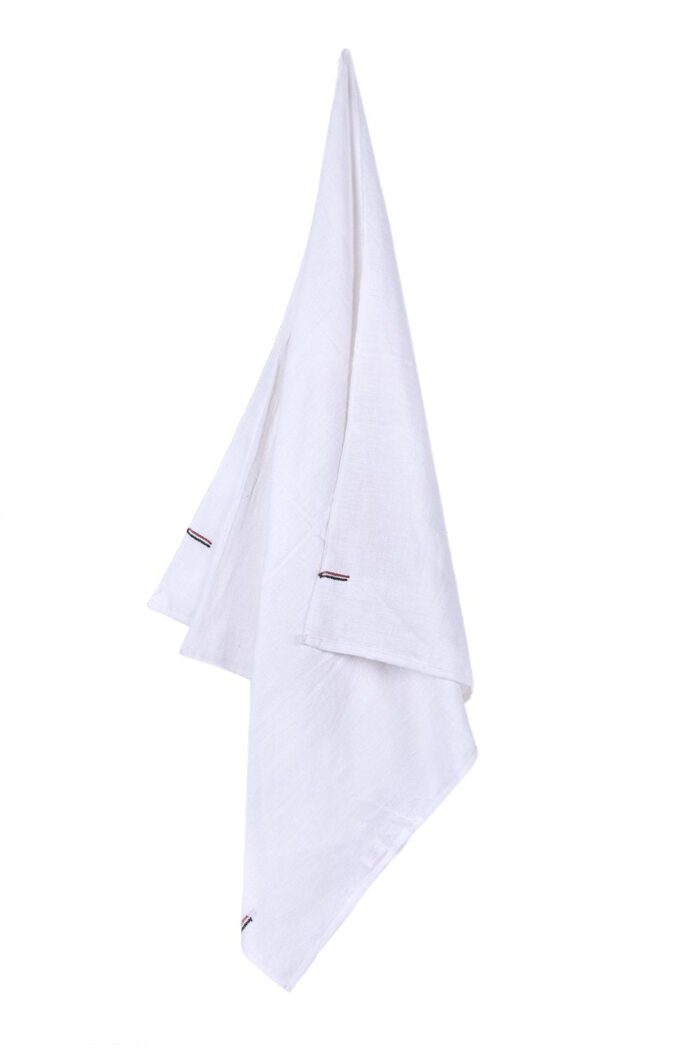 2 Premium White Bath Towels With Multicolour Stripe (60 x 30 inch) - Image 5