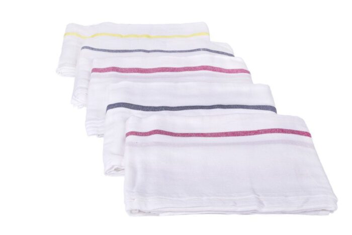 2 Premium White Bath Towels With Multicolour Stripe (60 x 30 inch) - Image 6