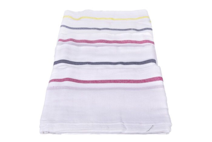 2 Premium White Bath Towels With Multicolour Stripe (60 x 30 inch) - Image 7