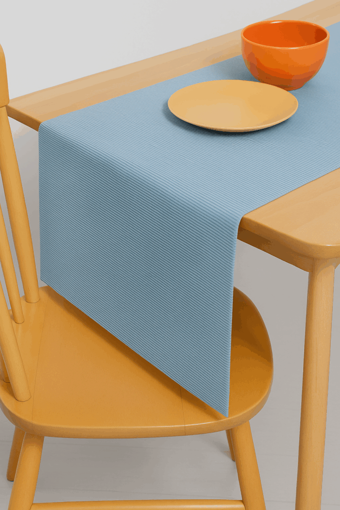 20333444-a97a-4188-bcee-2392a5c8933e Handwoven Cotton Light Blue Table Runner - Image 1