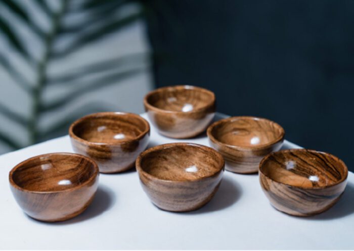 Premium Small Wooden Bowls - Set of 6 pieces - Food Safe/ Acacia Wood/Can serve Hot/Cold Meal - Image 1