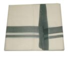 Kerala Handloom Off-White Dhoti With Dark Green Stripe (200 x 130cm) - Image 2