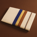 Kerala Handloom Violet & Gold Stripe Saree With Blouse