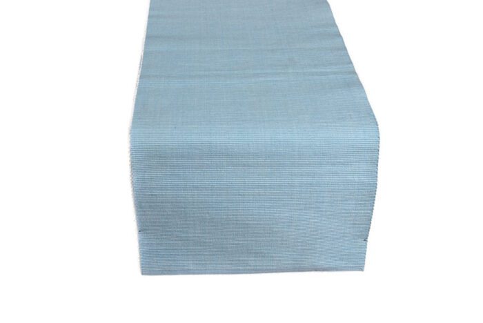 Handwoven Cotton Light Blue Table Runner - Image 2