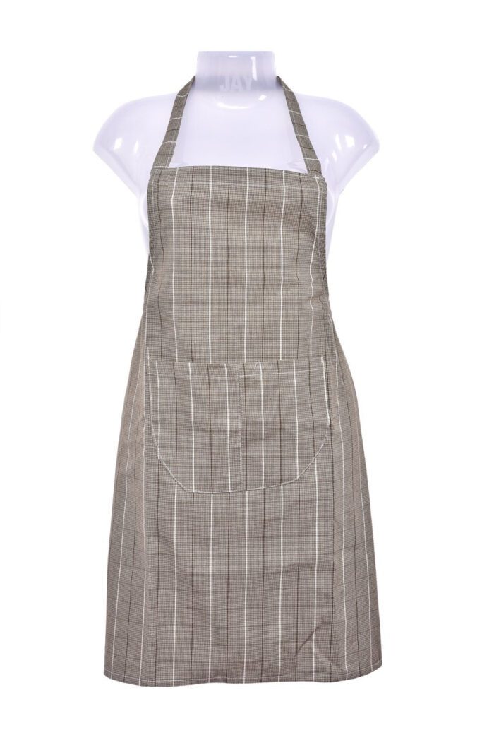 90992.jpg Cotton Apron Grey With White lines Unisex - 1 Pc - Image 1