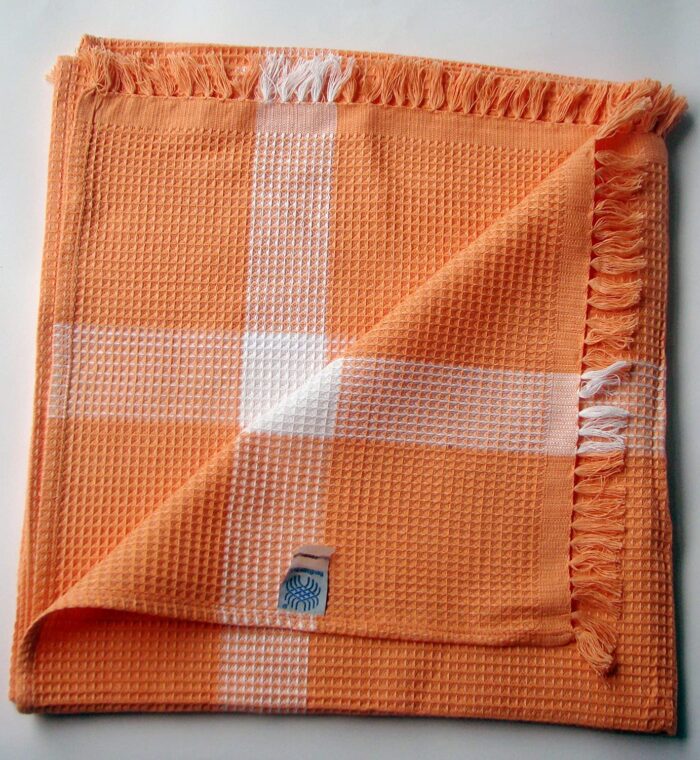 Handloom Saffron Honey Comb Bath Towel (60x30 inch) - Image 4