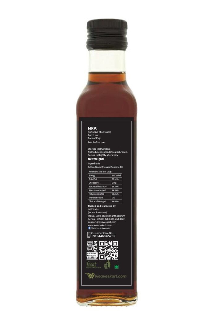 Wood Pressed Black Sesame Oil/Gingelly Oil - Image 2