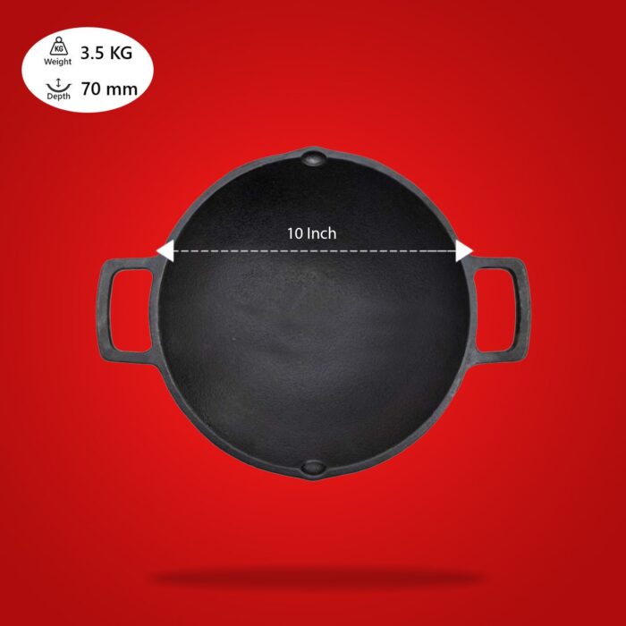 Cast Iron Cookware Cast Iron Pre Seasoned Shallow Kadai - Image 5