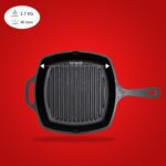 Cast Iron Cookware Iron Grill Pan Deep handle, 10 Inches, Black - Image 3