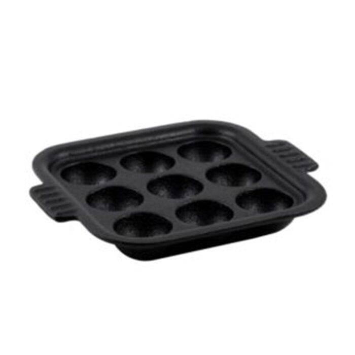 CastIronCookwareIronPaniyaraKalSquare9Holes_Black_1-1.jpg Cast Iron Cookware Iron Paniyara Kal Square 9 Holes, Black - Image 1