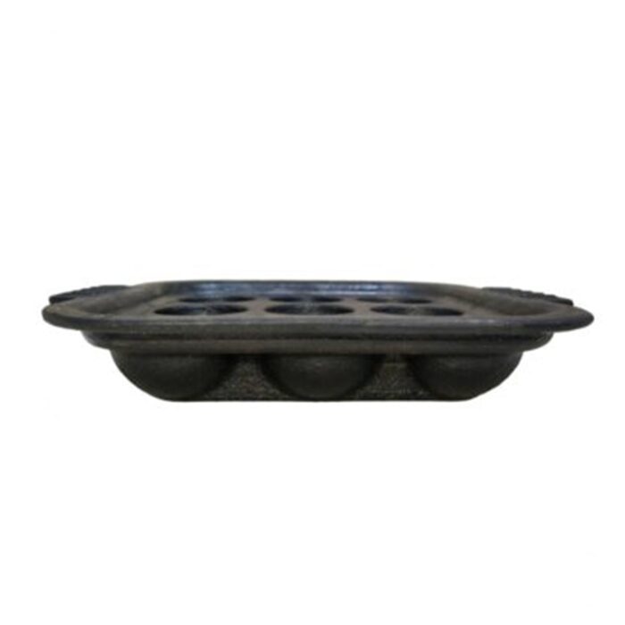 Cast Iron Cookware Iron Paniyara Kal Square 9 Holes, Black - Image 2