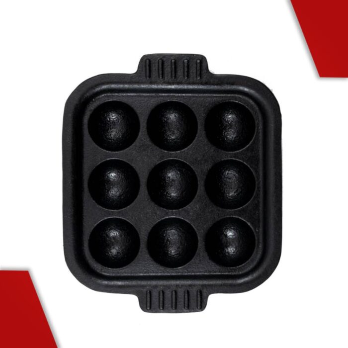 Cast Iron Cookware Iron Paniyara Kal Square 9 Holes, Black - Image 4