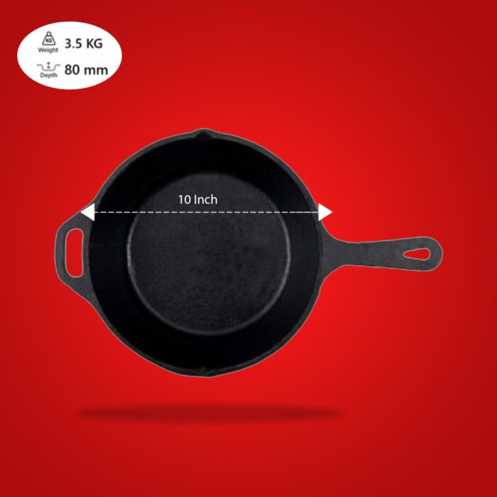 Cast Iron Cookware Cast Iron Frying Pan, Deep Skillet 10 Inches Rounded, Black - Image 4