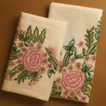Kerala Handloom Set Mundu with Floral Embroidery
