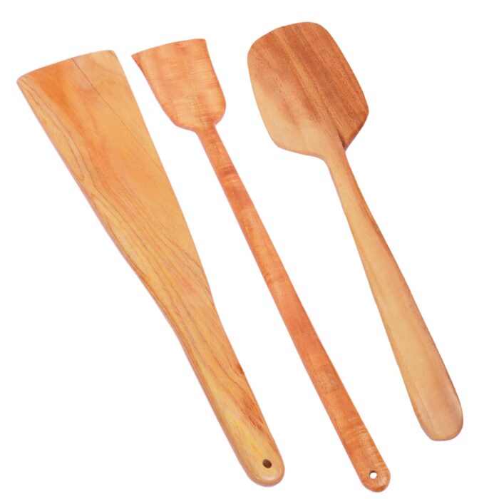 Combo_0004s_0000_04_0004_038A3066.jpg Eco-friendly Neem Wood Spatulas (Set of 3) - Cooking Ladles/Neem Wood Spoons for Pan) - Image 1