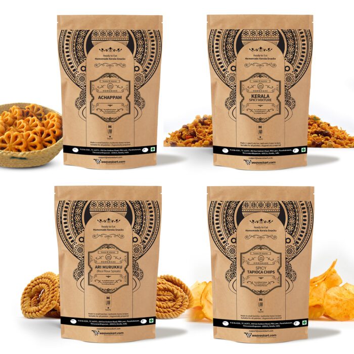 Combo_7 copy Special Combo Pack of Kerala Snacks (Murukku, Kerala Mixture, Achappam & Spicy Tapioca Chips) 250gm Each - Image 1