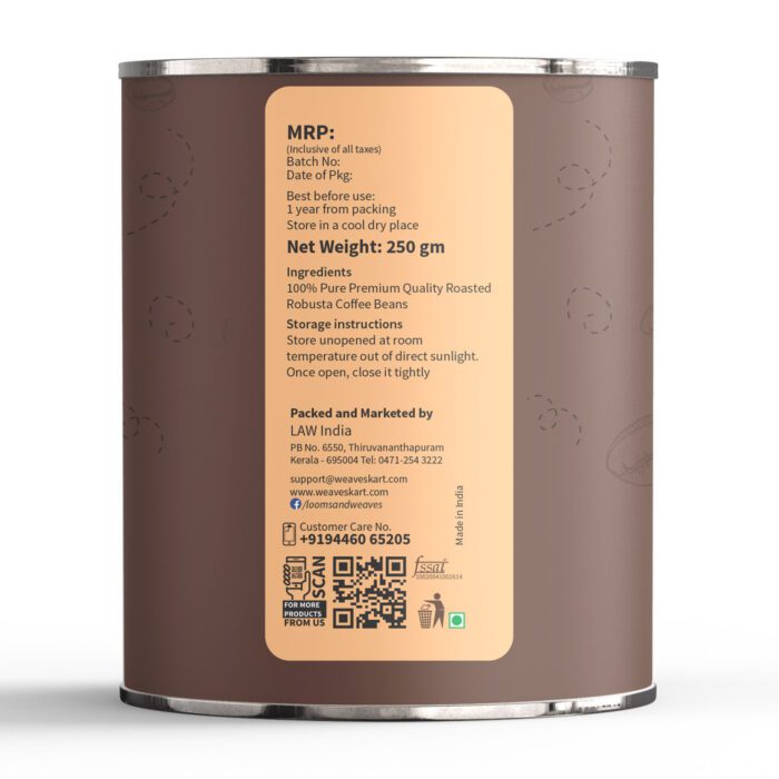 Freshly Roasted Robusta Coffee Bean Whole 250 g - Image 3