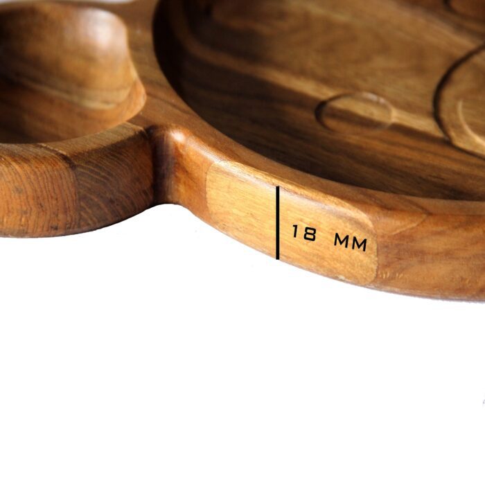 Premium Teak Wood Kids Plate for Dinner & Lunch (11" x 12") KP-02(V) - Image 4