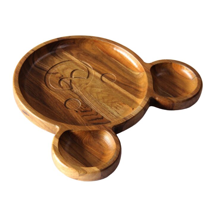 Premium Teak Wood Kids Plate for Dinner & Lunch (11" x 12") KP-02(V) - Image 5