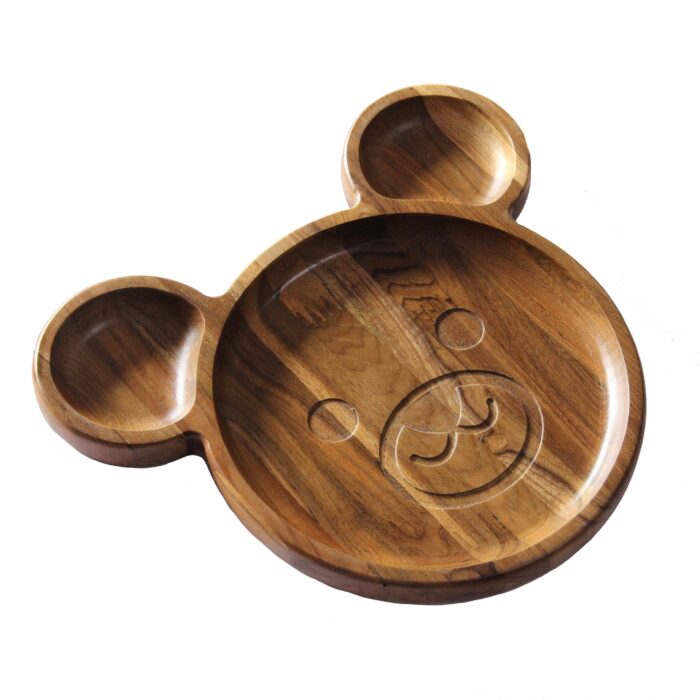 Premium Teak Wood Kids Plate for Dinner & Lunch (11" x 12") KP-02(V) - Image 6