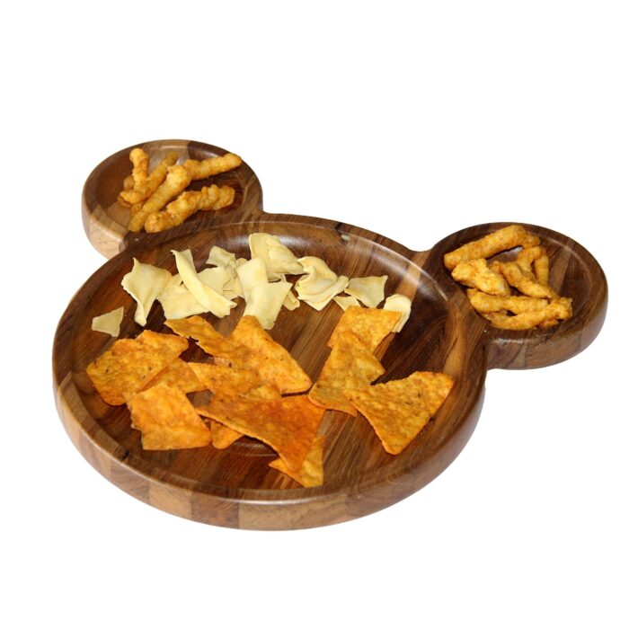 Premium Teak Wood Kids Plate for Dinner & Lunch (11" x 12") KP-02(V) - Image 7