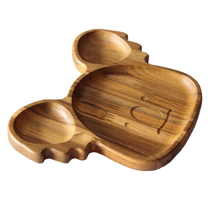 Premium Teak Wood Kids Plate for Dinner & Lunch (10" x 12") KP-04(V) - Image 7