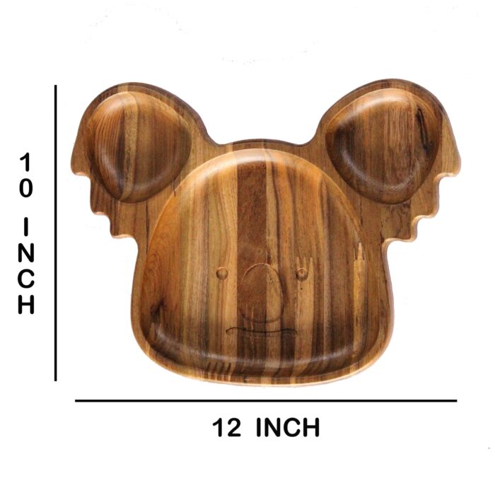 Premium Teak Wood Kids Plate for Dinner & Lunch (10" x 12") KP-04(V) - Image 5