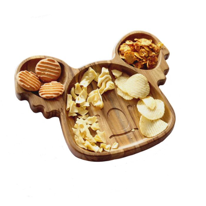 Premium Teak Wood Kids Plate for Dinner & Lunch (10" x 12") KP-04(V) - Image 3