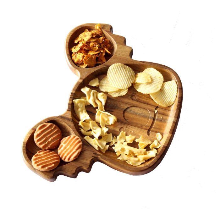 Premium Teak Wood Kids Plate for Dinner & Lunch (10" x 12") KP-04(V) - Image 2