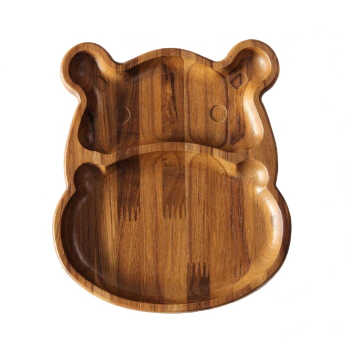 KP_V_11-B-scaled-1.jpg Premium Teak Wood Kids Plate for Dinner & Lunch (11" x 12") KP-11(V) - Image 1