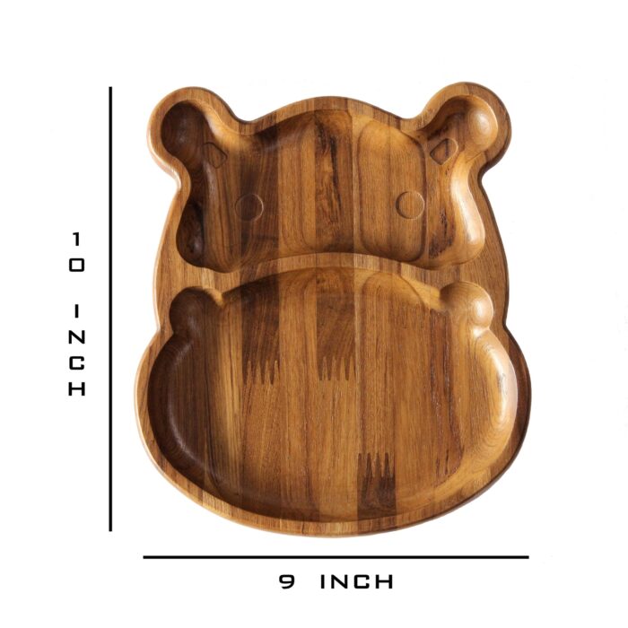 Premium Teak Wood Kids Plate for Dinner & Lunch (11" x 12") KP-11(V) - Image 2