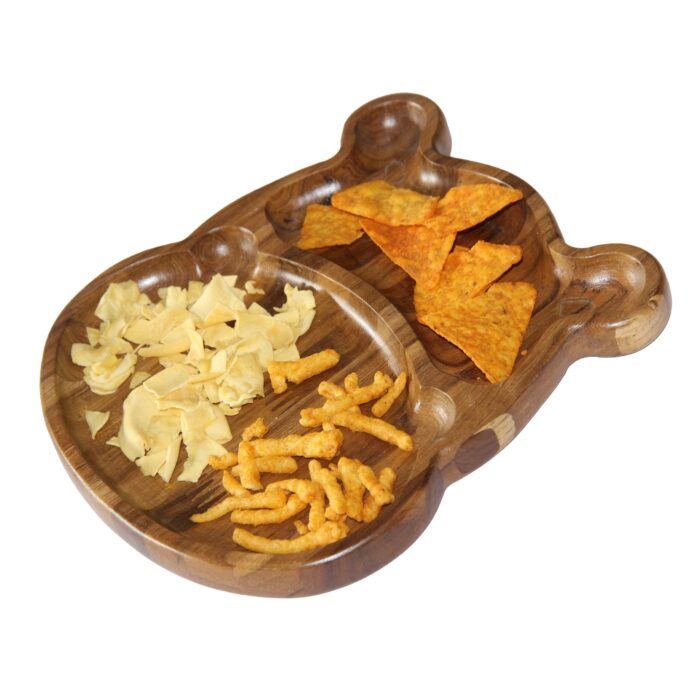 Premium Teak Wood Kids Plate for Dinner & Lunch (11" x 12") KP-11(V) - Image 6