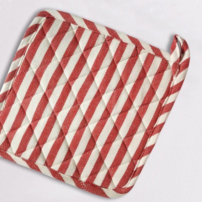 Pot-Holder-17.jpg White & Red Stripe Pot Holders (Set of 2) 8 x 8 inch - Image 1