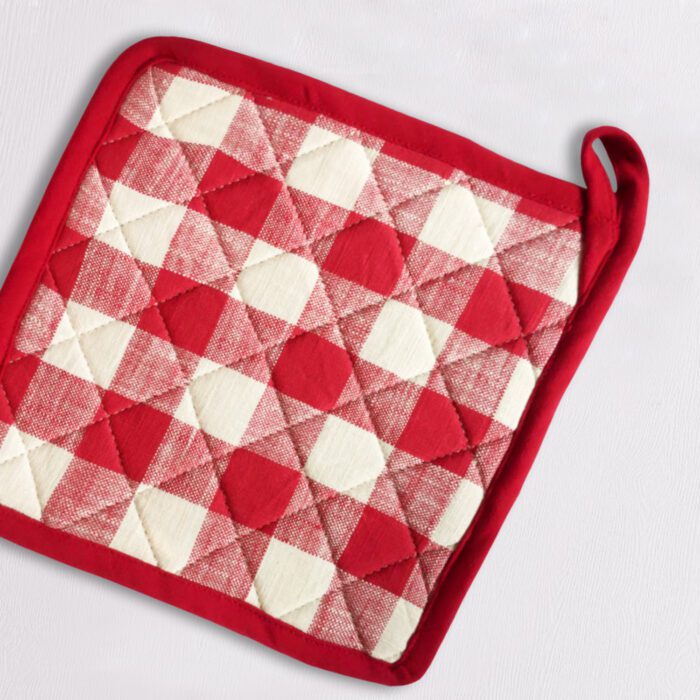 Pot-Holder-8.jpg Red & White Check Pot Holders (Set of 2) 8 x 8 inch - Image 1