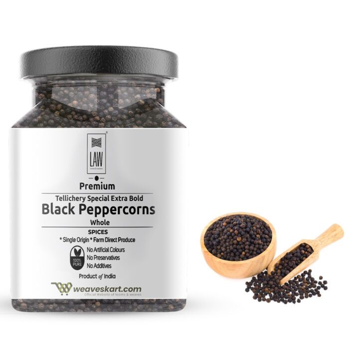 Premium Single origin Tellichery Special Extra Bold Black Peppercorns Whole 100 gm - Image 1