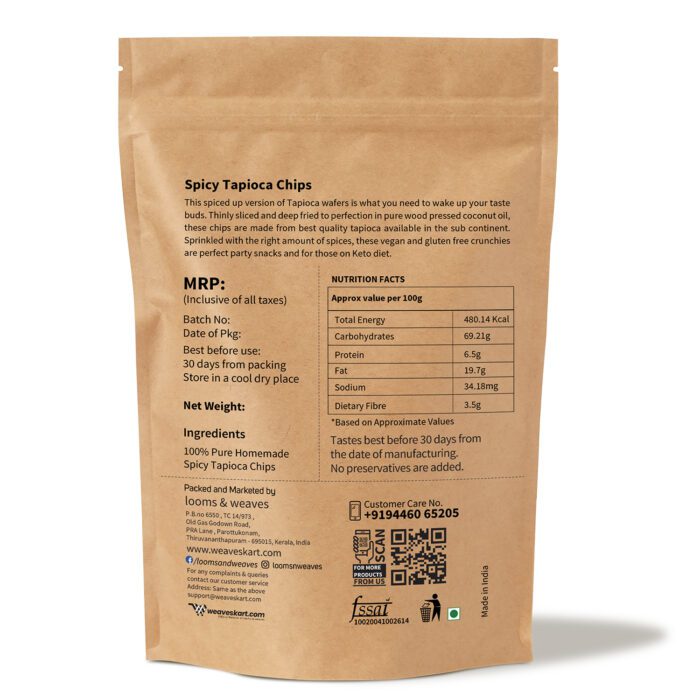 Perfect Tea Time Vegan Snacks - Spicy Tapioca Chips 250gm - Image 3