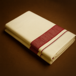 Kerala Handloom Off-White Dhoti With Majenta Stripe (200 x 130cm)