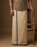 Kerala Handloom Dhoti With Black & Silver Kasavu (200x130 cm)
