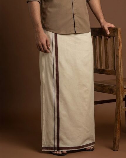 Kerala Handloom Dhoti with Stripes (5)