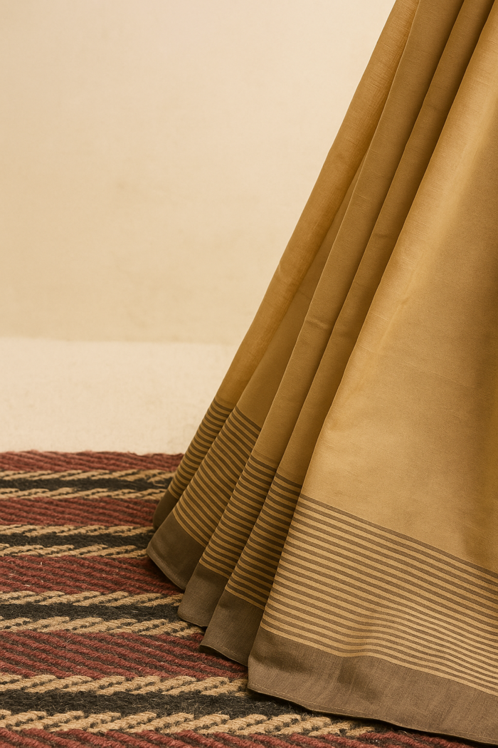 Kerala Handloom Kasaragod Saree Light Brown - Six Yards Of Uniqueness - Image 2