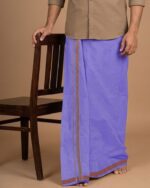 Kerala Handloom Violet Lungi with Orange Stripe (180 x 130 cm)